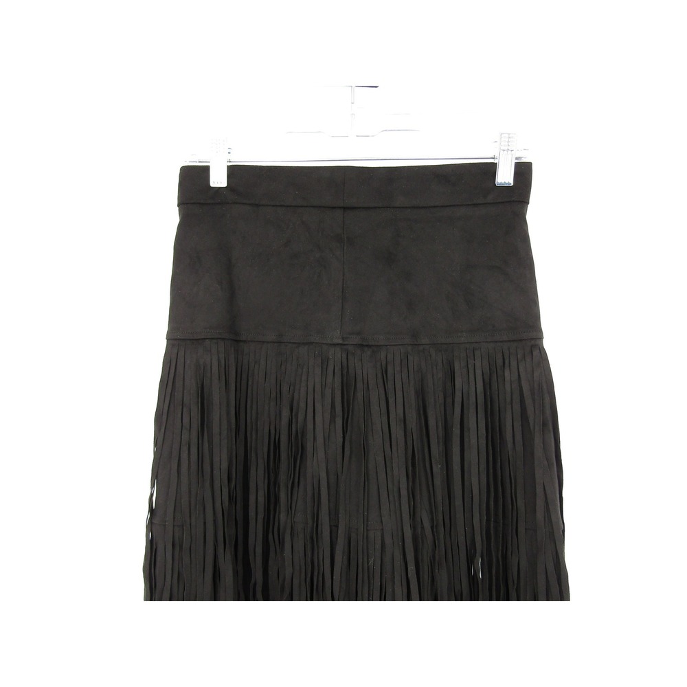 Fringe Skirt Small Black Faux Suede Tiered Western‎ Boho Whymsygoth Steampunk - Picture 6 of 10